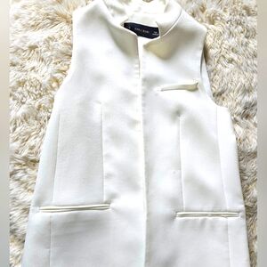 Zara White Sleeveless Long Vest